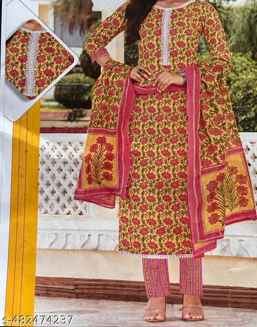 Aakarsha printed cotton unstitched fabric set