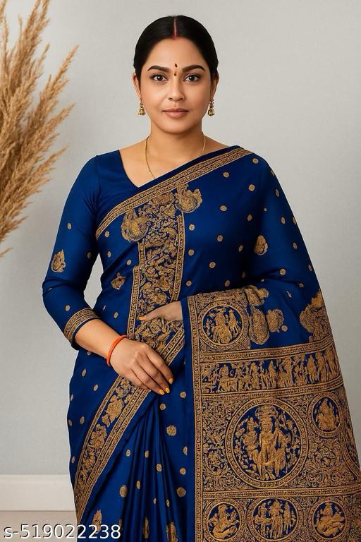 Royal Blue Baluchari Art Silk Saree - Arundhati Threads