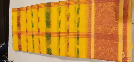 Sonali Handwoven Cotton Saree in Sunshine Yellow - Arundhati Threads