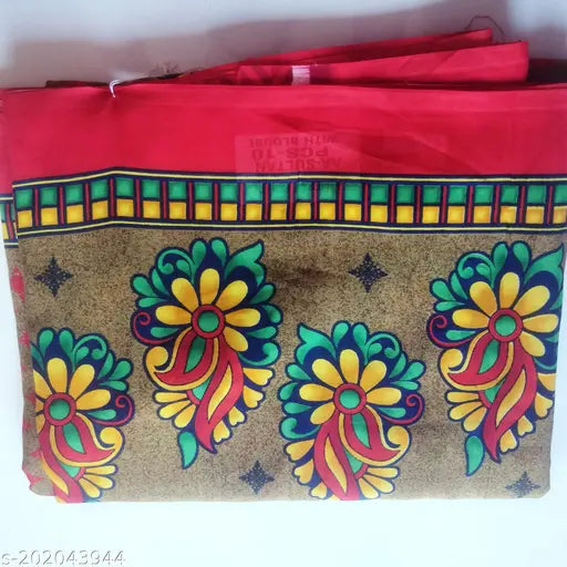 Maroon Chiffon Floral Print Saree Fabric Detail - Arundhati Threads