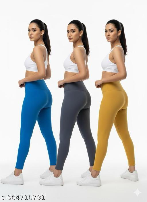 Women's stretchable leggings pack of 3