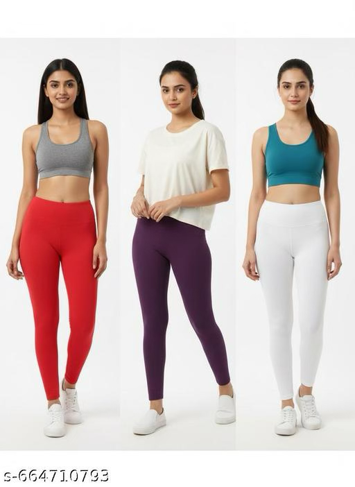 Women's stretchable leggings pack of 3