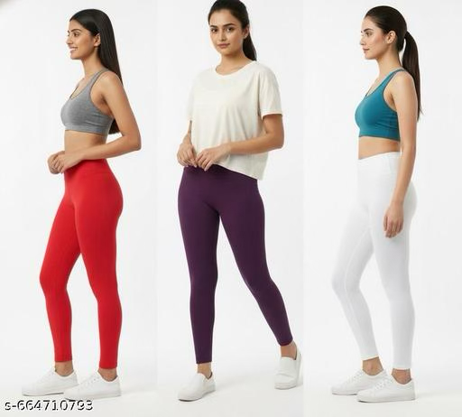 Women's stretchable leggings pack of 3