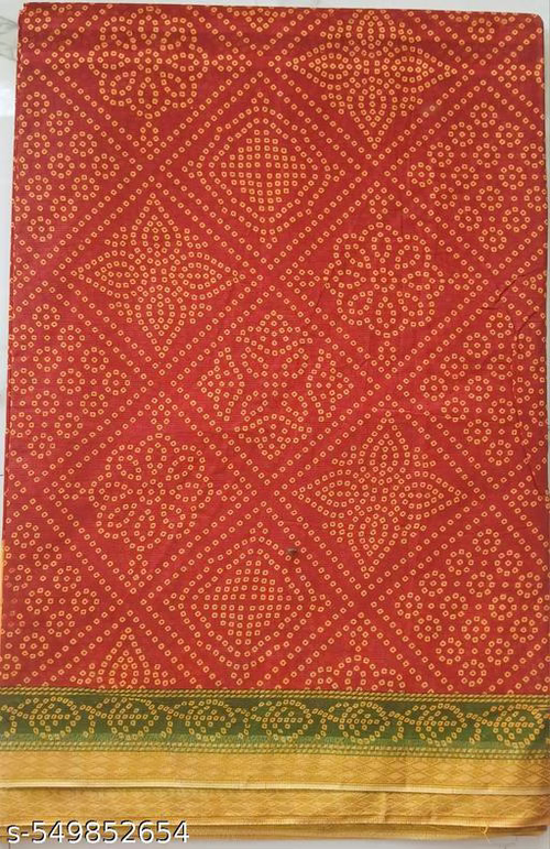 Red Orange Printed Saree - Arundhati Threads